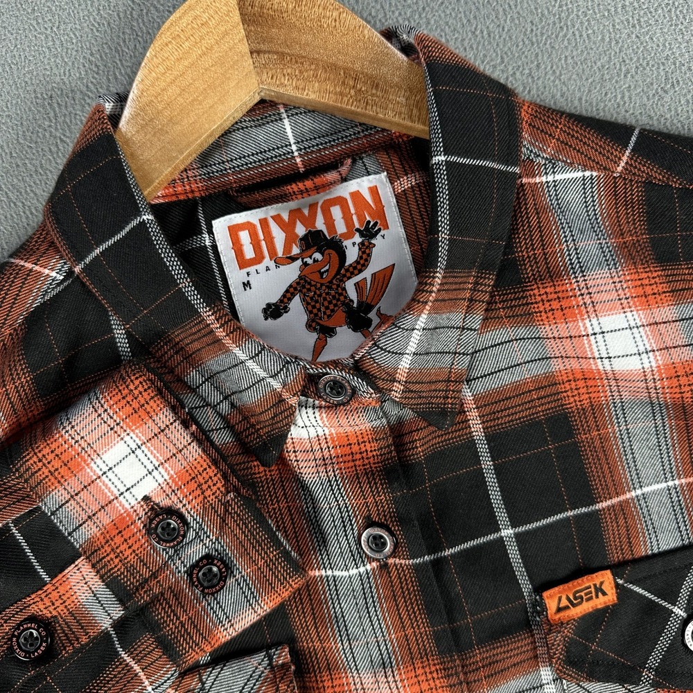 Dixxon Flannel Shirt Womens Medium Orange Black Bucky Lasek Skater Garage Punk - Picture 2 of 10